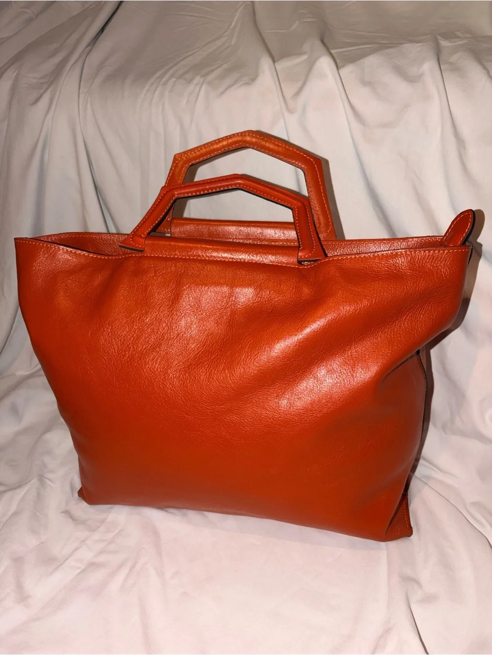 Anna Paola Rust Orange Italian Leather Tote
